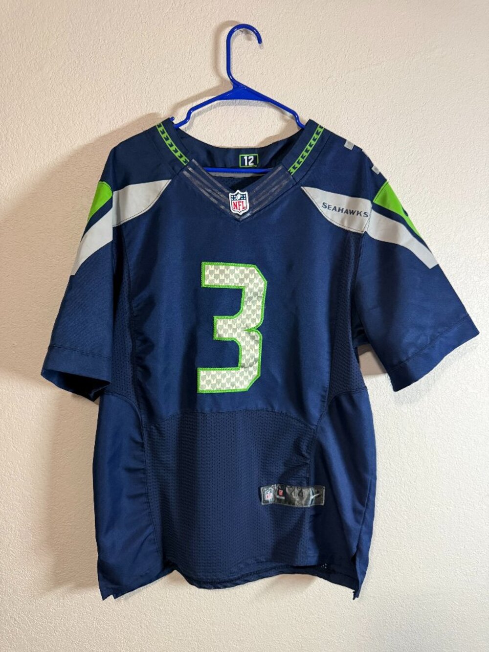 Nike NFL Seattle Seahawks Russell Wilson #3 On Field Jersey Navy Size 44/L